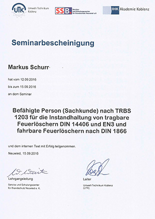 Zertifikat - Kabelschottung