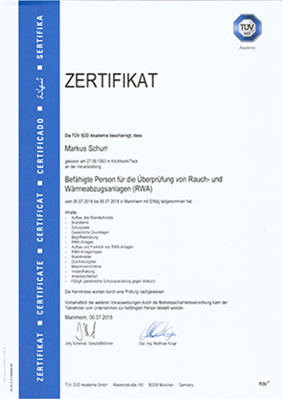 Zertifikat - Kabelschottung