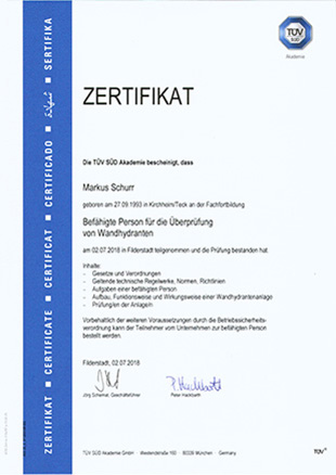 Zertifikat - Kabelschottung